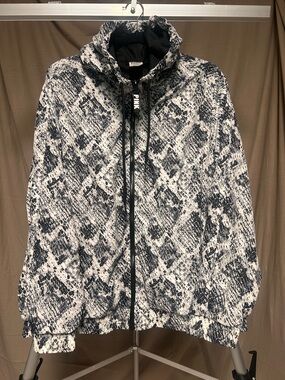 PINK Snake Print Zip-Up Jacket - Black & White windbreaker loose fit M